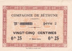 Compagnie de Béthune, Concession de Chenay, 25 centimes, 1916