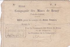 Compagnie des Mines de Bruay, Bon pour deux Franc
