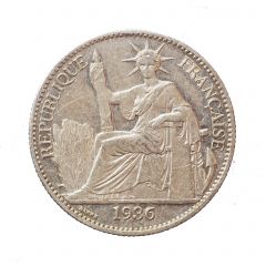 Indochine Française, 50 Centimes, 1936, Argent, TTB, KM 4a2