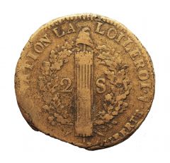Louis XVI, 2 Sols, 1792 W Lille, Métal de cloche, TB+