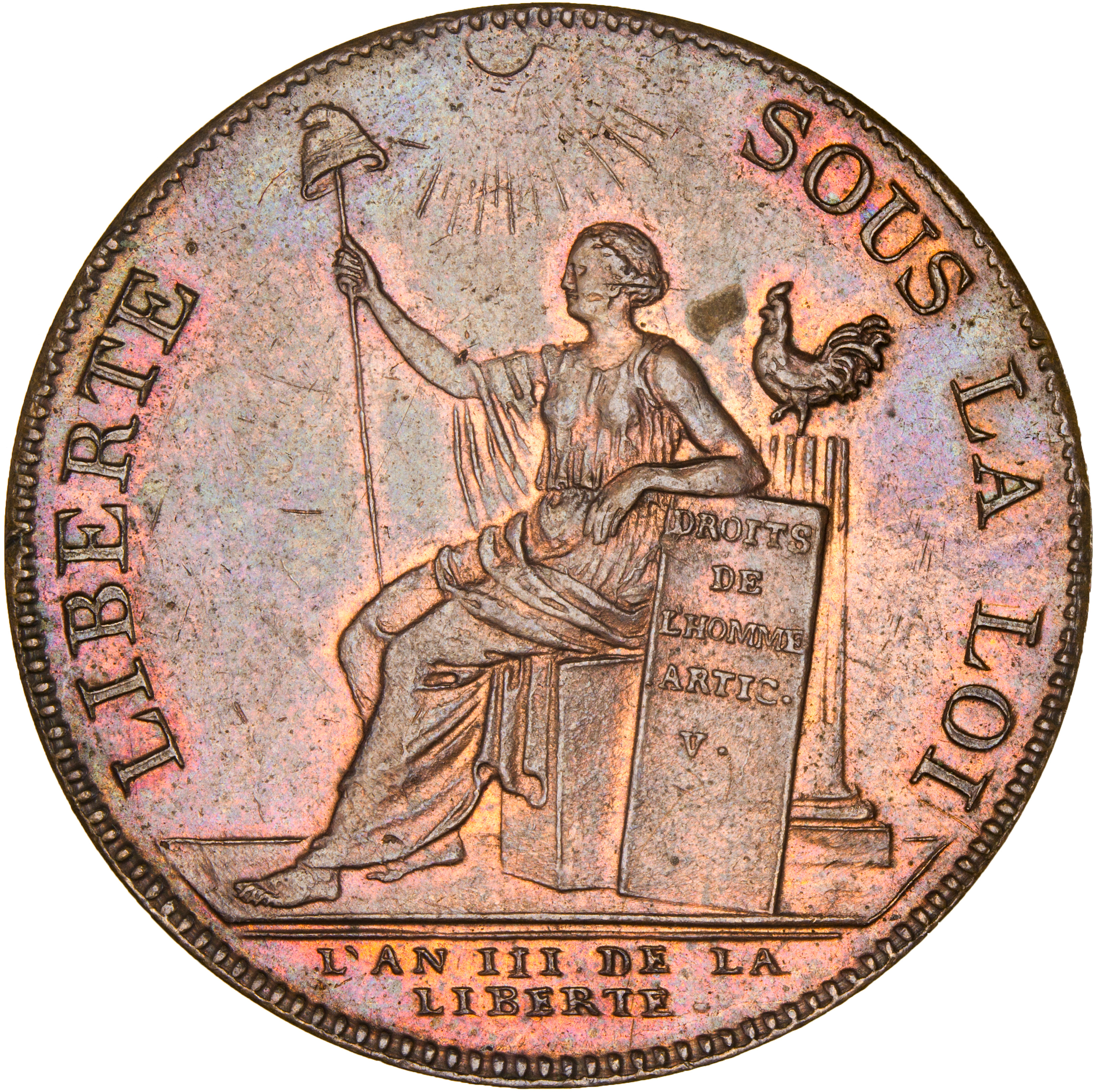 Monneron, 2 Sols à la liberté 1791, Birmingham Soho, Superbe, Maz.153
